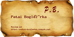 Patai Boglárka névjegykártya
